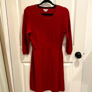 Fat Face wine colored light 3/4 sleeve knit dress